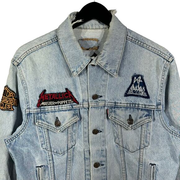 Vintage Anthrax Metallica Harley Davidson Denim Jacket - Picture 2 of 4